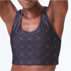 Terez Sports Bra Black Rainbow Seeing Sound Hi-Shine Bra Sz XL, NWOT